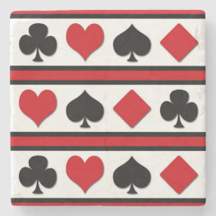 Four card suits stone coaster