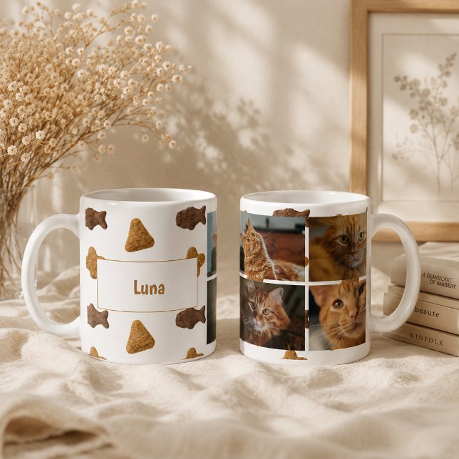 Four cat photos with name style  coffee mug (Creator Uploaded)