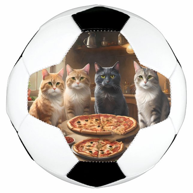 Four Cats For Cat Pizza Night, Soccer Ball (Front)