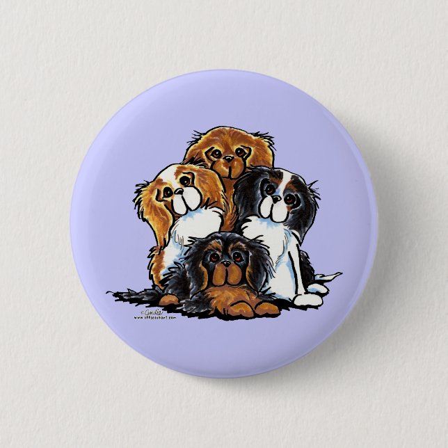 Four Cavalier King Charles Spaniels 6 Cm Round Badge (Front)