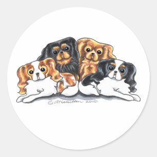 Four Cavalier King Charles Spaniels Classic Round Sticker