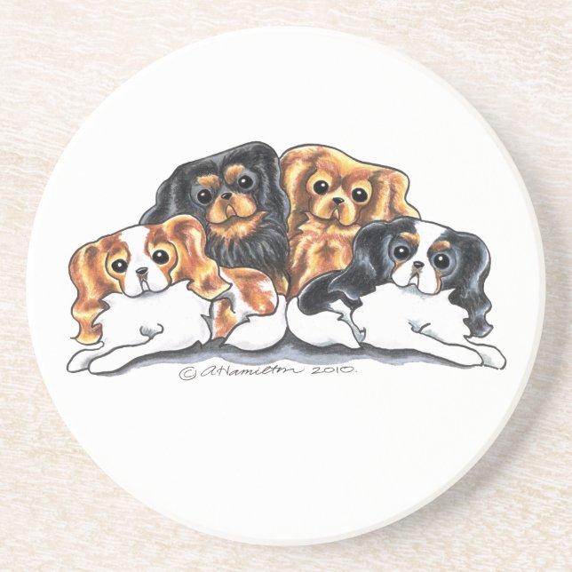 Four Cavalier King Charles Spaniels Coaster (Front)