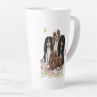 Four Cavalier King Charles Spaniels in Flowers 