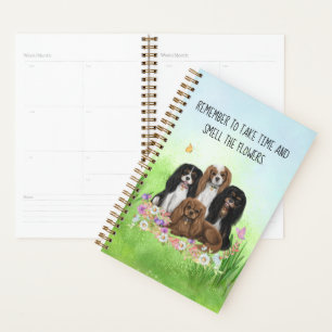 Four Cavalier King Charles Spaniels in Flowers    Planner