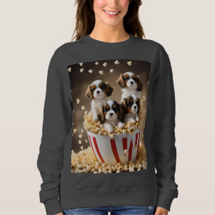 Four Cavalier Spaniel Puppies In The Popcorn, Sweatshirt
