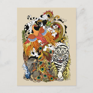 four celestial animals postcard