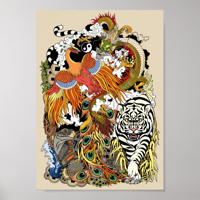 four celestial animals poster (Front)