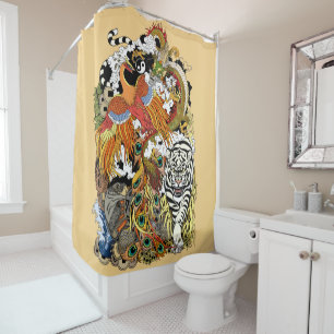 four celestial animals shower curtain