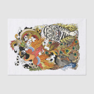 four celestial animals tissue paper