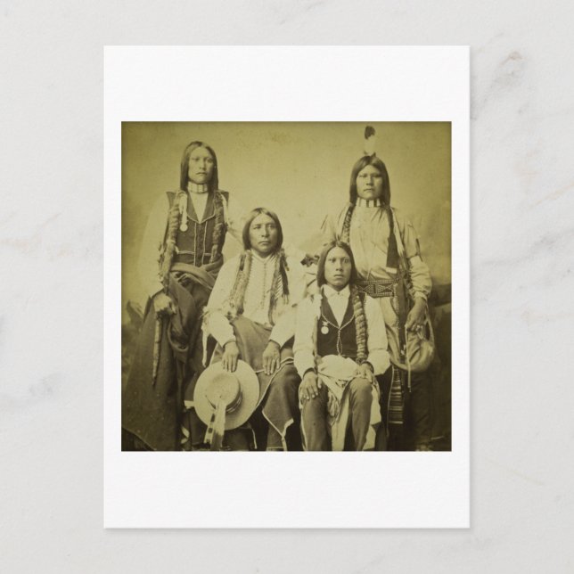 Four Cheyenne Scouts Vintage Stereoview Postcard (Front)