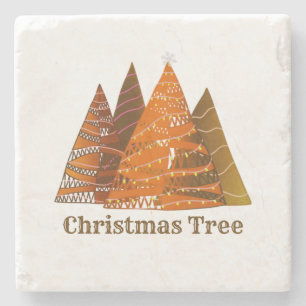 Four Christmas Tree Stone Coaster