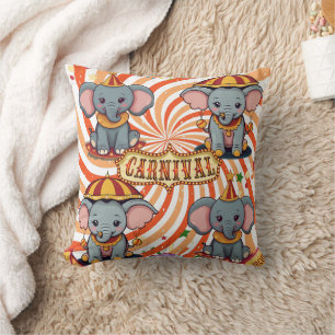 Four Circus Elephant Print Cushion