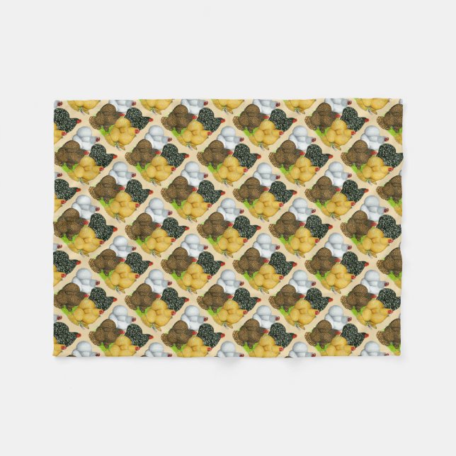 Four Cochin Hens Fleece Blanket (Front (Horizontal))