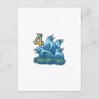 Four Colly Birds Postcard