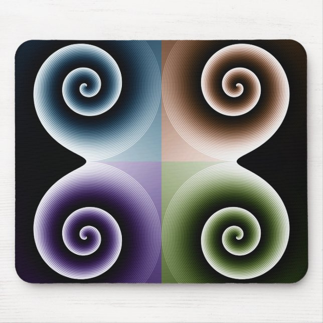Four Color Spiral Abstract Art Mouse Pad (Front)