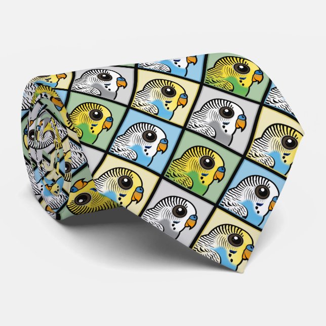 Four Colour Budgies Tie (Rolled)