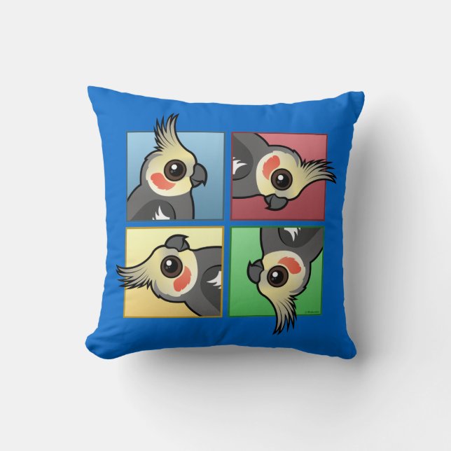 Four Colour Cockatiel Cushion (Front)