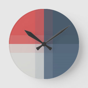 Four Colour Combo - Red Grey Blue Dark Blue Round Clock