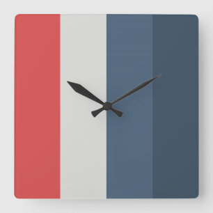 Four Colour Combo - Red Grey Blue Dark Blue Square Wall Clock