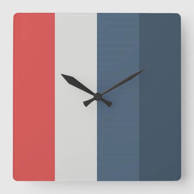 Four Colour Combo - Red Grey Blue Dark Blue Square Wall Clock (Front)
