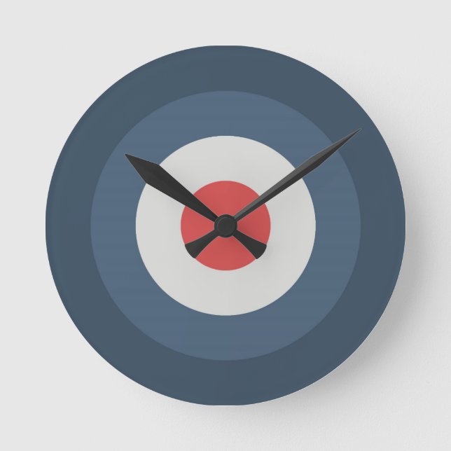 Four Colour Combo - Red Grey White Blue Dark Blue Round Clock (Front)