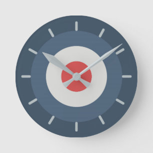 Four Colour Combo - Red Grey White Blue Dark Blue Round Clock