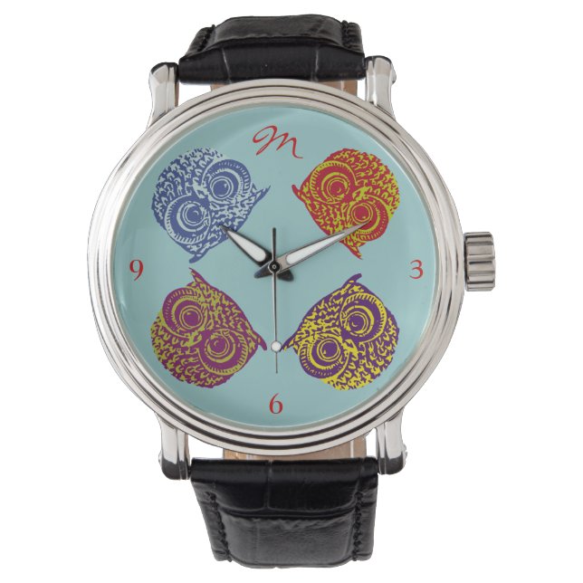 four colour owls addname watch (Front)
