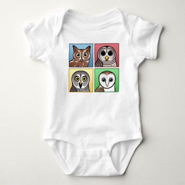 Four Colour Owls (pastel) T-Shirt (Front)