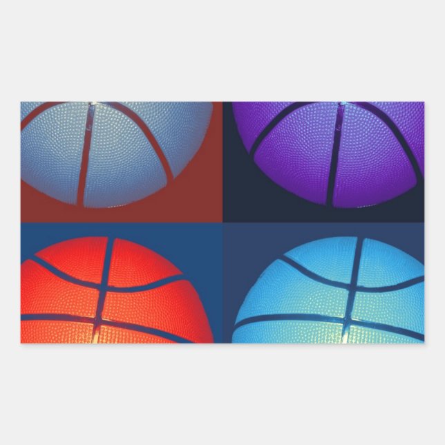 Four Colour Pop Art Basketball Rectangular Sticker (Front)