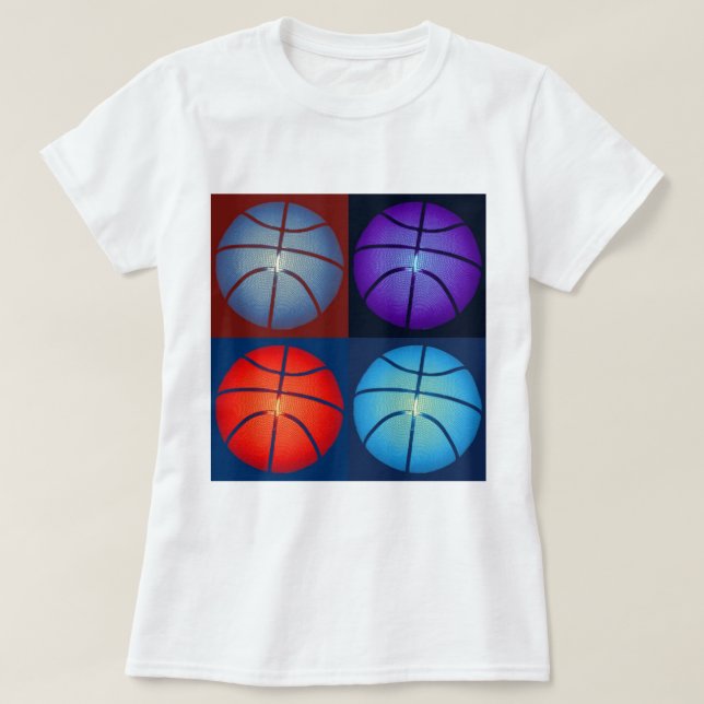 Four Colour Pop Art Basketball T-Shirt (Design Front)
