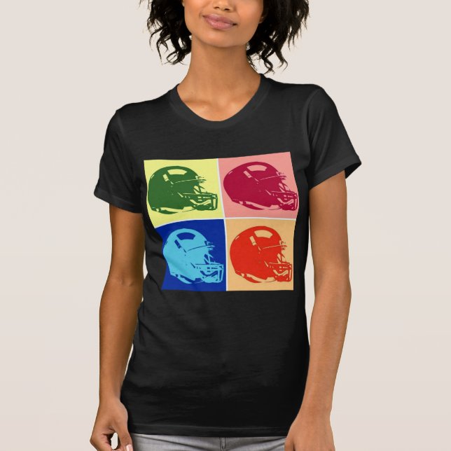 Four Colour Pop Art Football Helmet T-Shirt (Front)