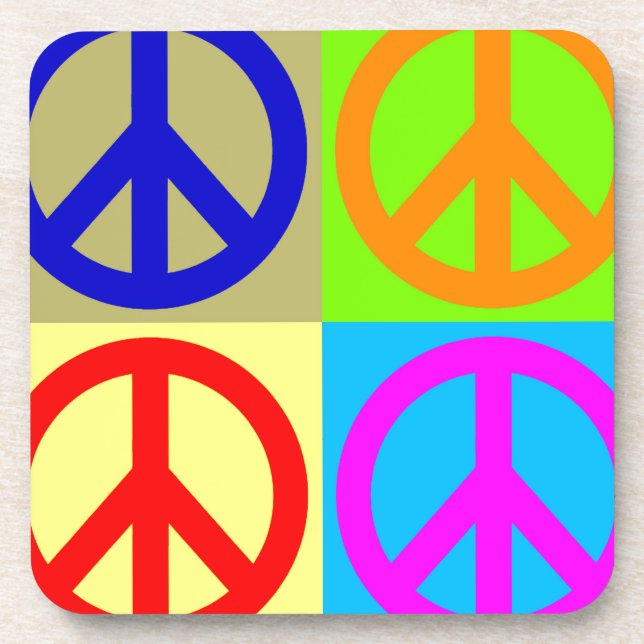 Four Colour Pop Art Peace Sign Coaster (Front)