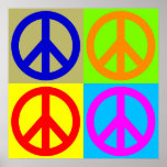 Four Colour Pop Art Peace Sign Poster<br><div class="desc">Popular and Historical Symbols - Peace Sign Symbol Digital Pop Art Work</div>