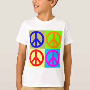 Four Colour Pop Art Peace Sign T-Shirt