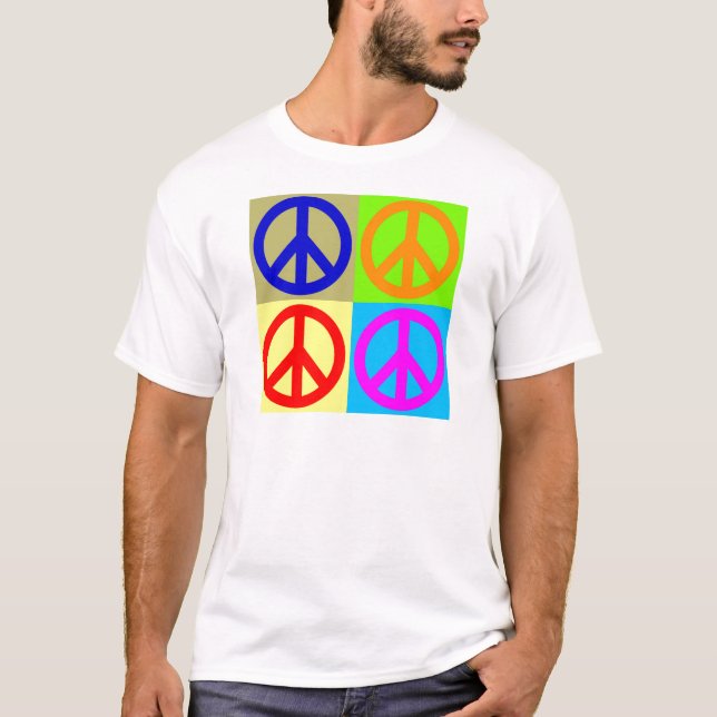 Four Colour Pop Art Peace Sign T-Shirt (Front)
