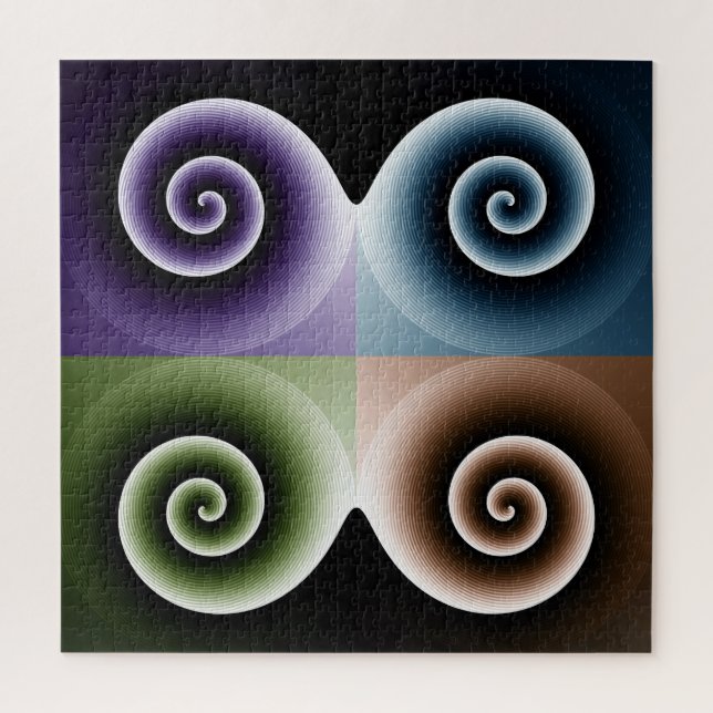 Four Colour Spiral Abstract Art Jigsaw Puzzle (Vertical)
