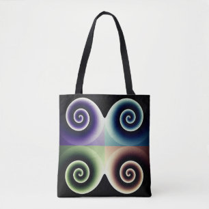 Four Colour Spiral Abstract Art Tote Bag