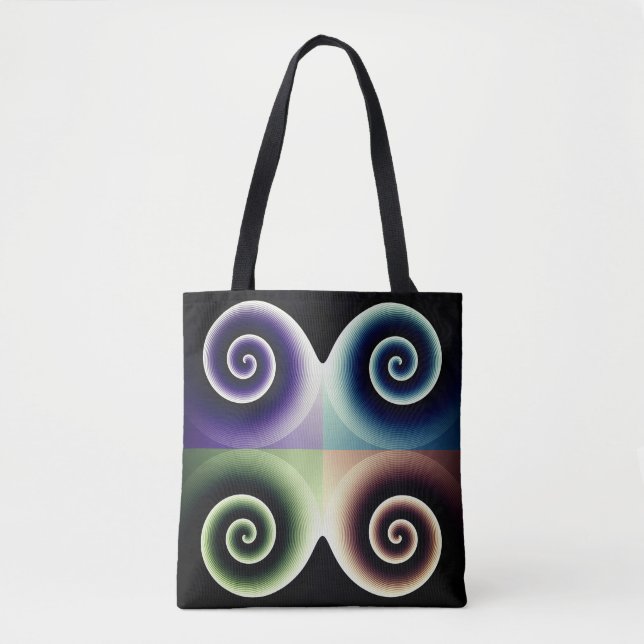 Four Colour Spiral Abstract Art Tote Bag (Front)
