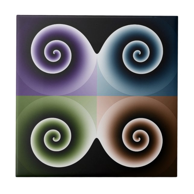 Four Colour Spiral Art Tile (Front)