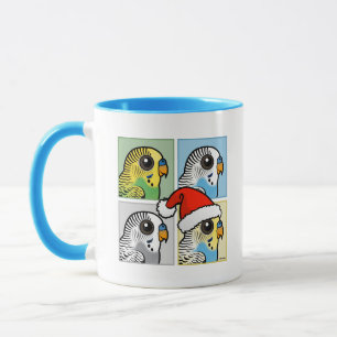 Four Colour Xmas Budgies Mug