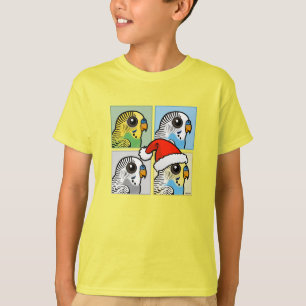 Four Colour Xmas Budgies T-Shirt