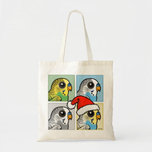 Four Colour Xmas Budgies Tote Bag