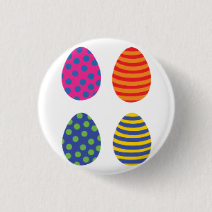 Four Coloured Easter Eggs 3 Cm Round Badge