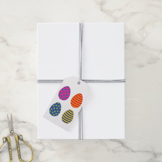 Four Coloured Easter Eggs Gift Tags (With Twine)