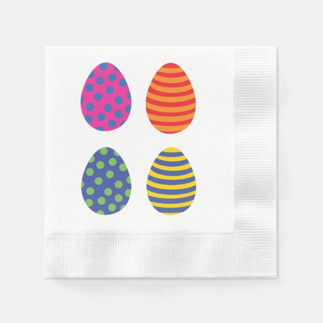 Four Coloured Easter Eggs Napkin (Front)