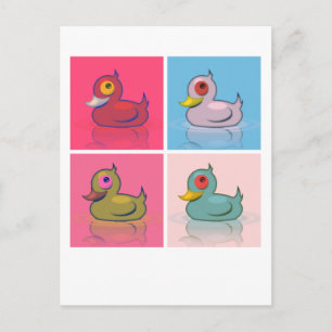 Four Colourful Ducks Postcard