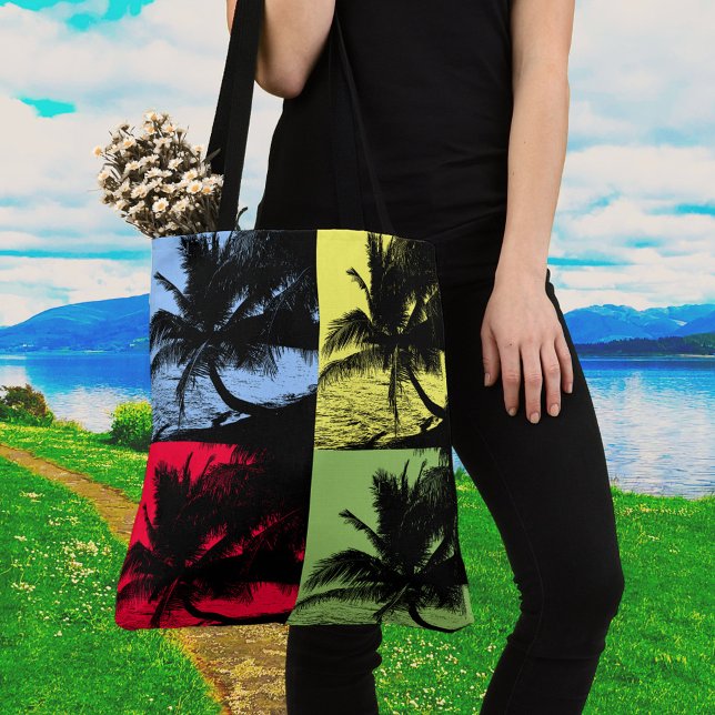 Four Colourful Palm Trees Design Tote Bag (Creator Uploaded)