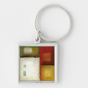 Four Colourful Rectangles by Chariklia Zarris Key Ring