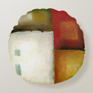 Four Colourful Rectangles by Chariklia Zarris Round Cushion