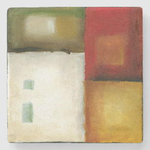 Four Colourful Rectangles by Chariklia Zarris Stone Coaster